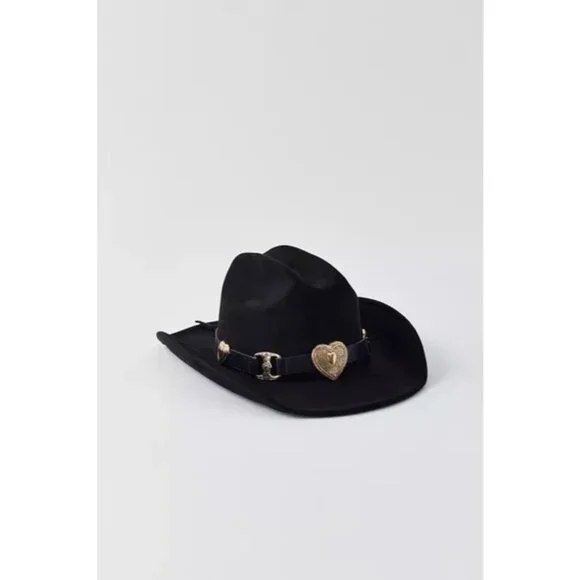 8 Other Reasons Gold Heart Cowboy Hat in Black One Size New Womens Western - Picture 9 of 9